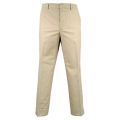 BRUNELLO CUCINELLI Größe 36 Khaki Textured Cotton Zip Fly Dress Pants