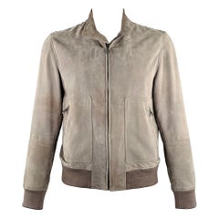 BOTTEGA VENETA Size 42 Grey Suede Zip Up Jacket