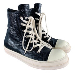 RICK Owens taglia 9 - Scarpe da ginnastica alte in pelle nera e bianca