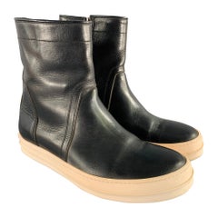 RICK OWENS Size 9 Black White Leather High Top Sneakers