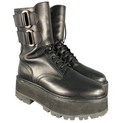 CELINE Size 8 SS23 -Bulky Maxx- Black Leather Platform Boots