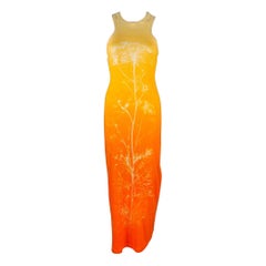 LOEWE Size M Orange Beige Cotton Blend Ombre Tank Long Dress