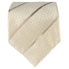 GUCCI Khaki Beige Diagonal Stripe Silk Tie