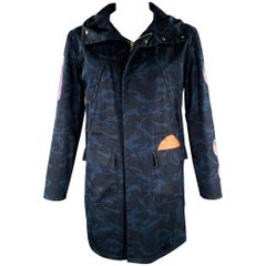 RAF SIMONS Size 42 Navy Black Camo Cotton Hooded Coat