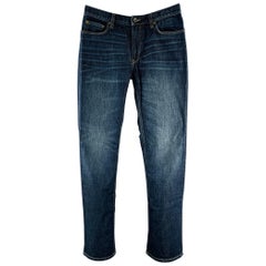JOHN VARVATOS - Jean droit en coton mélangé bleu vieilli, taille 32