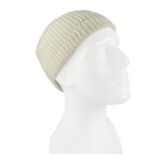 JIL SANDER Green Mint Ribbed Cashmere Knit Beanie Hat