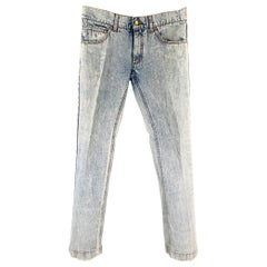 DOLCE & GABBANA Size 32 Blue White Acid Wash Cotton Slim Jeans