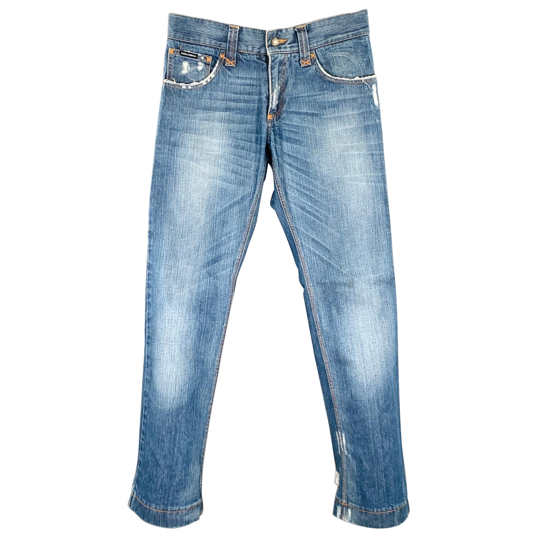 DOLCE & GABBANA Größe 28 Blaue Jeans aus Baumwolle im Used-Look