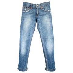 DOLCE & GABBANA Size 28 Blue Distressed Cotton Jeans