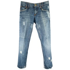 DOLCE & GABBANA Jeans in cotone blu invecchiato taglia 32