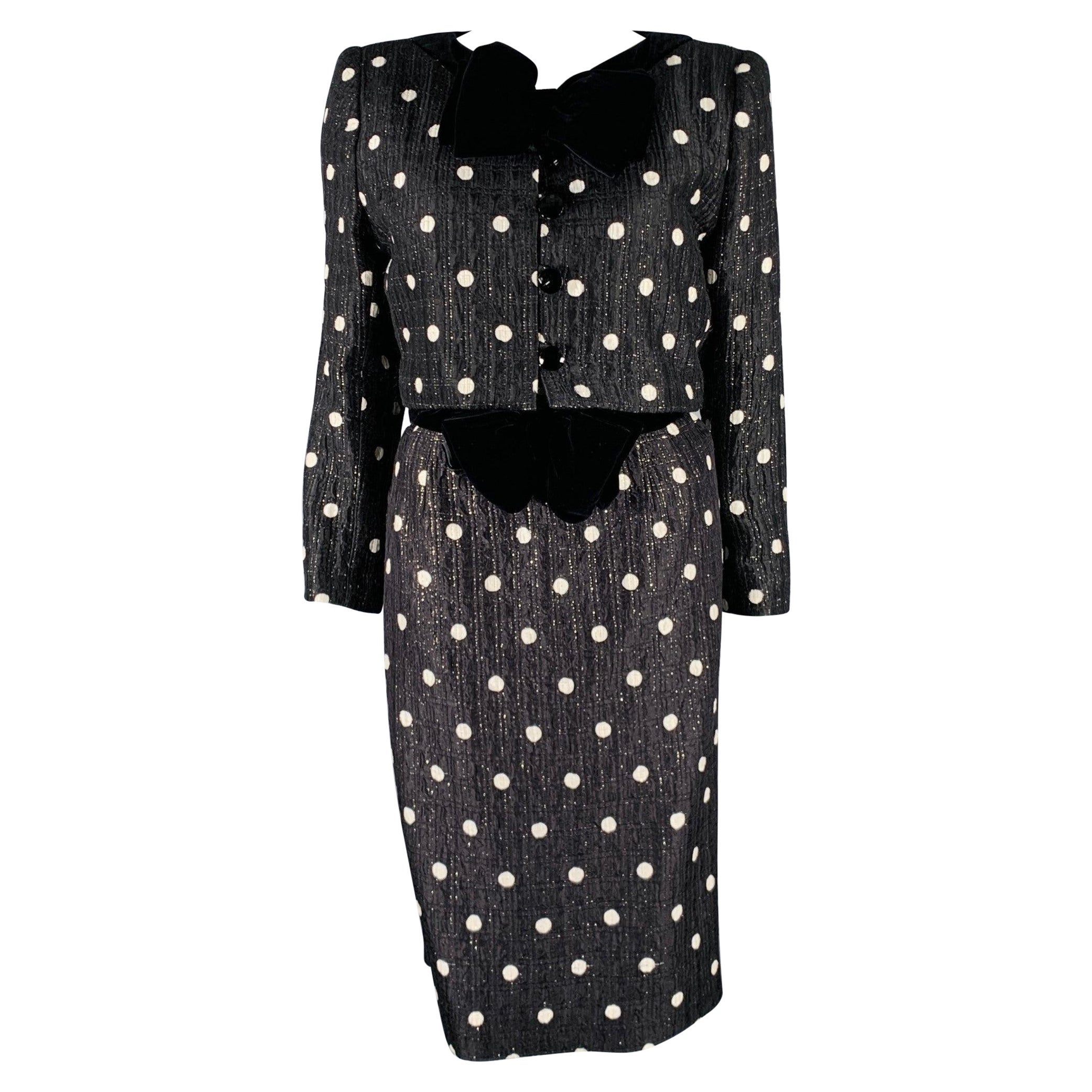 VALENTINO Size M Black White Polka Dot Strapless Dress Jacket Set For Sale