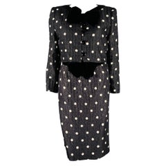 VALENTINO Talla M Negro Blanco Lunares Vestido Sin Tirantes Conjunto Chaqueta