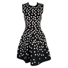 CAROLINA HERRERA Talla M Negro Blanco Mezcla de Viscosa Vestido en A de Lunares