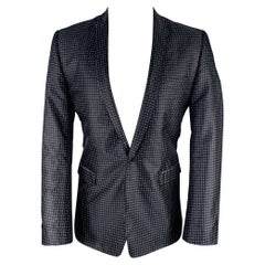 DOLCE & GABBANA Size 40 Black White Dots Silk Shawl Collar Sport Coat