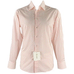 Brioni taglia XL Bianco Rosso Nastro VHS Cotone Manica Lunga