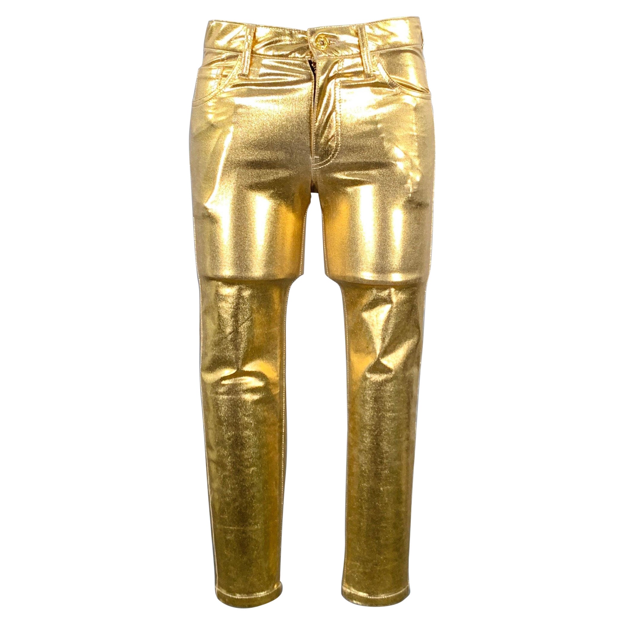 JUNYA WATANABE 2021 Size XS Gold Nylon Blend Metallic Zip Fly Casual Pants
