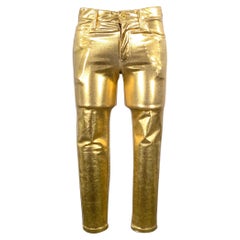 JUNYA WATANABE 2021 Größe XS Gold Nylonmischung Metallic Zip Fly Casual Hose mit Reißverschluss
