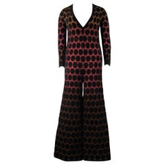 M MISSONI Size L Black Yellow Circles Wide Leg Jumpsuit