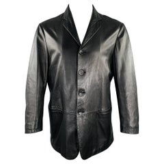 ARMANI COLLEZIONI Size 40 Black Lambskin Leather Single Breasted Jacket
