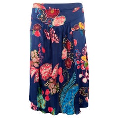 Etro taglia 6 Gonna plissettata in poliestere multicolore navy