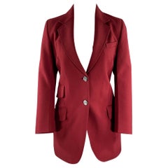 GUCCI Größe S Burgunderfarbener einreihiger Twill-Blazer aus Twill