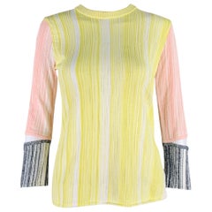 SPORTMAX Size M Yellow Pink Rib Knit Crew Neck Casual Top