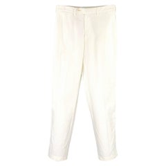 Canali Taglia 30 Pantaloni casual in cotone a coste color crema