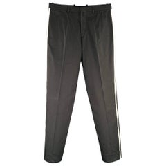 JIL SANDER Taille 30 Pantalon habillé à rayures verticales en coton noir et blanc à devant plat