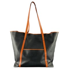 BOTTEGA VENETA Schwarz Brown Beschichtetes Segeltuch Tote Handtasche