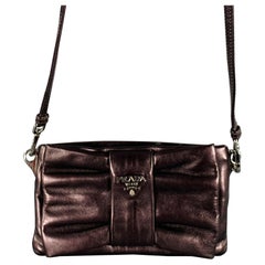 PRADA Purple Silver Bow Leather Cross Body Handbag