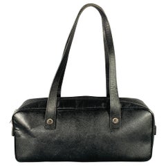 Burberry Borsa in pelle saffiano nera con manici alti