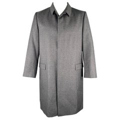 PRADA Größe 46 Grau Wolle Hidden Buttons Mantel