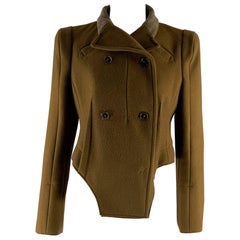 CARVEN Size 4 Brown Wool Blend Asymmetrical Jacket