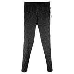 DOLCE & GABBANA Size 30 Black White Dots Cotton Blend Tuxedo Dress Pants