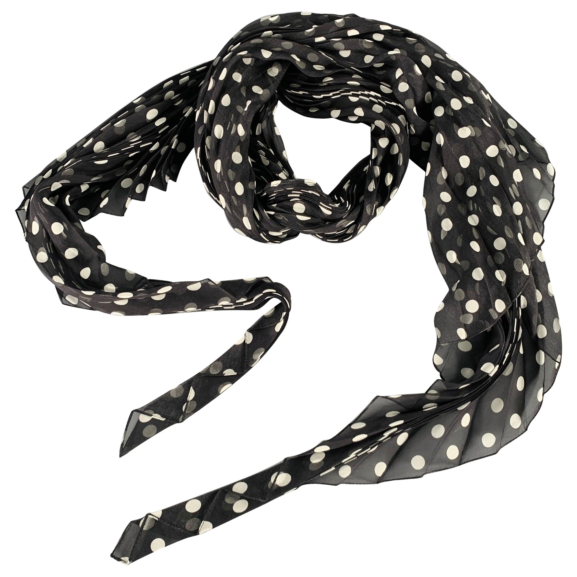 HAIDER ACKERMANN Black White Polka Dot Silk Scarves For Sale