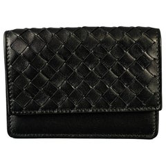 BOTTEGA VENETA Black Woven Leather Wallet