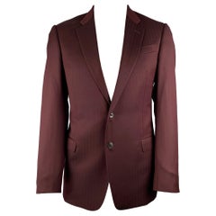 ARMANI COLLEZIONI Size 42 Burgundy Herringbone Wool Sport Coat