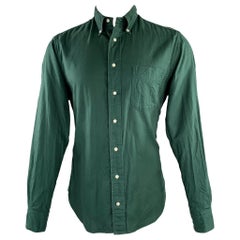 GITMAN BROS Size M Green Cotton One Pocket Long Sleeve Shirt