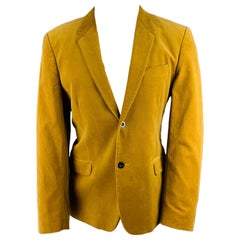 MARC JACOBS Size 40 Yellow Velvet Cotton Notch Lapel Sport Coat