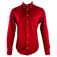 GITMAN BROS Size M Burgundy Cotton One Pocket Long Sleeve Shirt