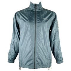 OFF-WHITE Größe L Teal Polyamide Zip Up Jacke mit Reißverschluss