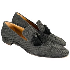 CHRISTIAN LOUBOUTIN Size 13 Black Woven Tassels Loafers