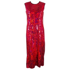 MARC JACOBS Size 0 Red Polyester Sequined Shift Dress