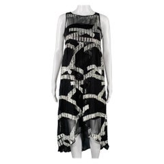 MARC JACOBS Size 0 Black Silver Silk Blend Jacquard Sleeveless Dress