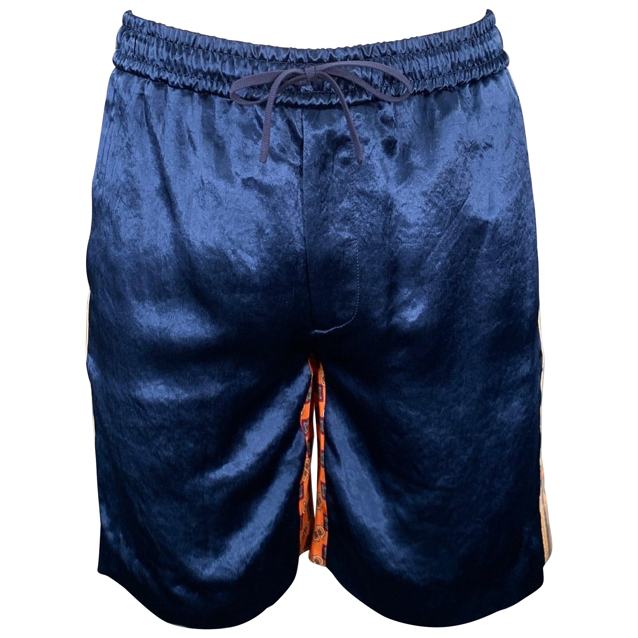 GUCCI Taglia 28 Blu Arancione Monogram Acetato Pantaloncini Joggers in vendita