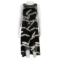 MARC JACOBS Size 2 Black Silver Silk Blend Jacquard Sleeveless Dress