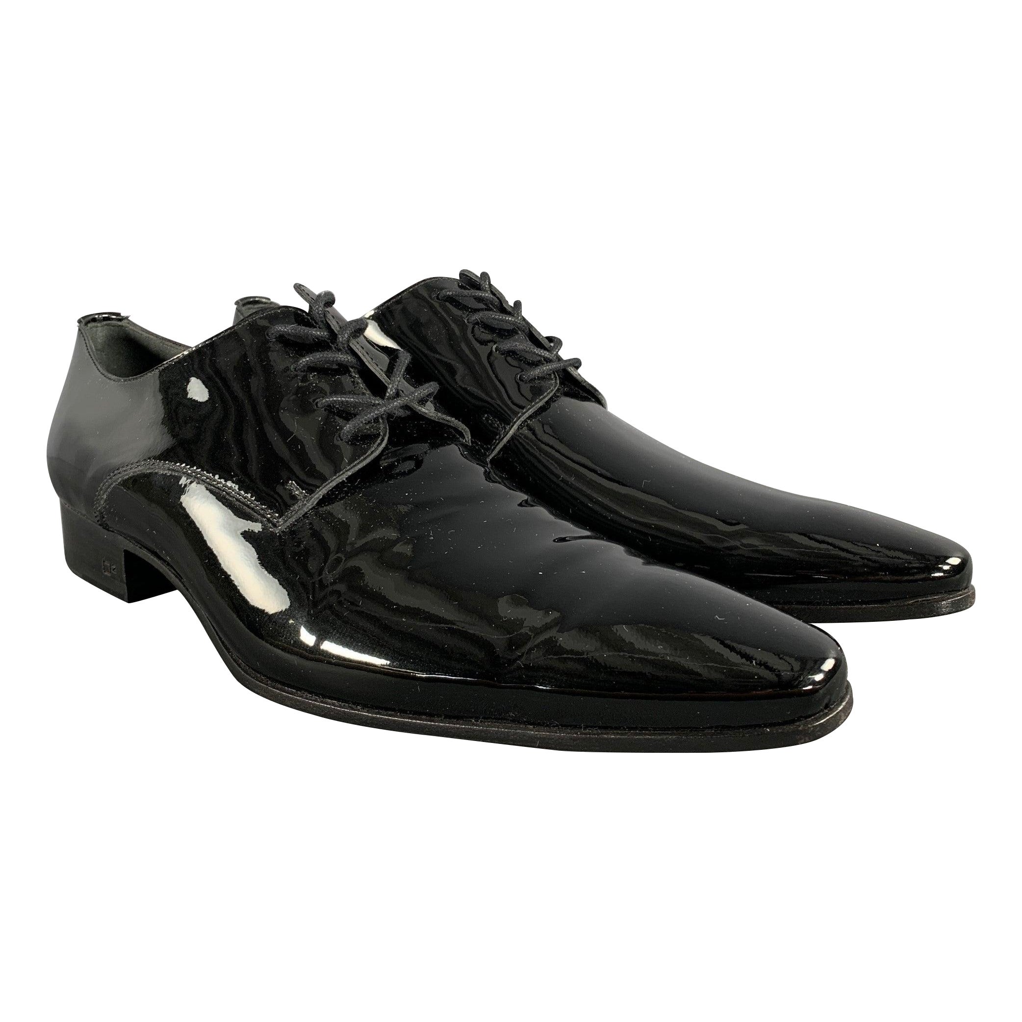DSQUARED2 Size 9.5 Black Solid Leather Lace Up Lace Up Shoes For Sale
