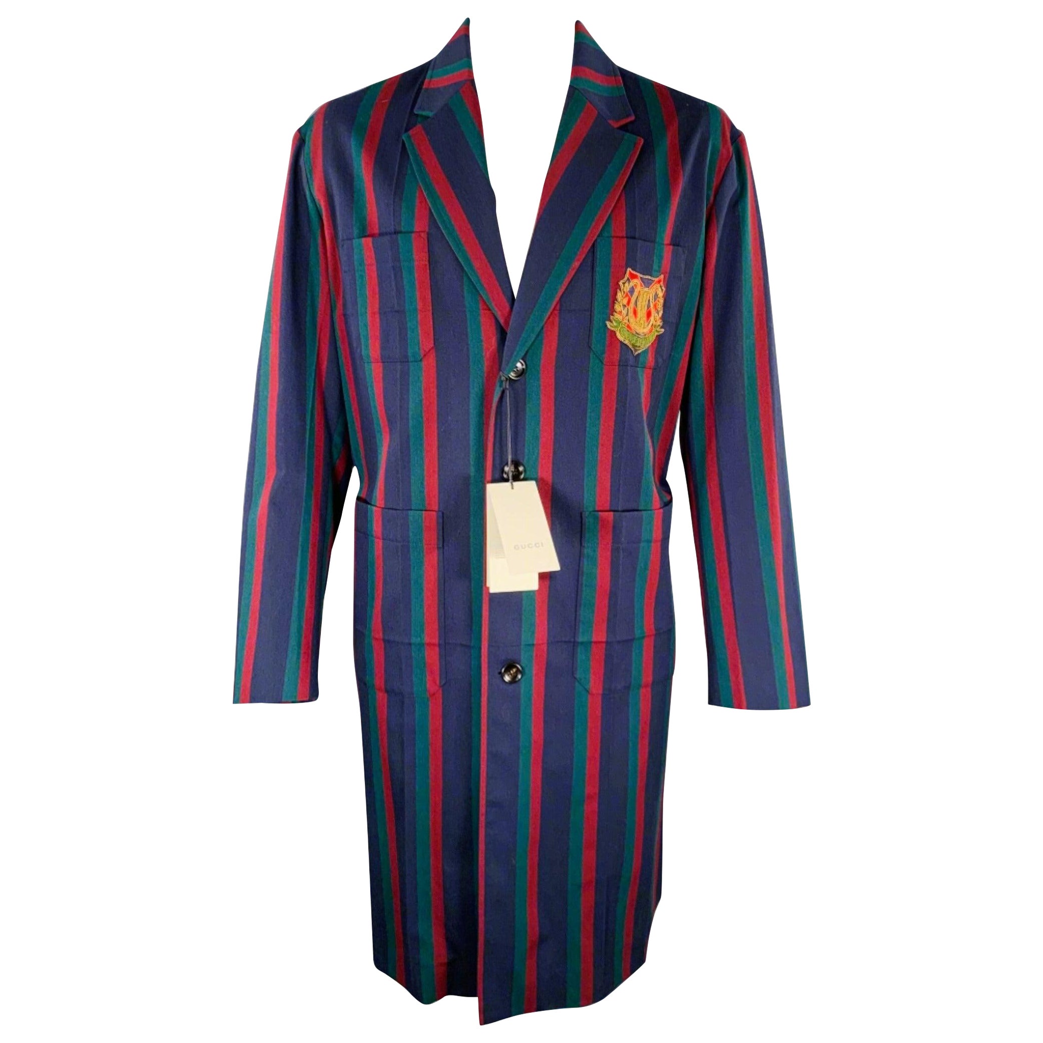 GUCCI 2019 Taille 42 - Manteau en laine à rayures noires et bourgognes