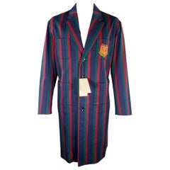 GUCCI 2019 Size 42 Black Burgundy Stripe Wool Overcoat