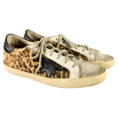GOLDEN GOOSE Size 9 Beige Brown Calf Hair Mixed Patterns Low Top Sneakers